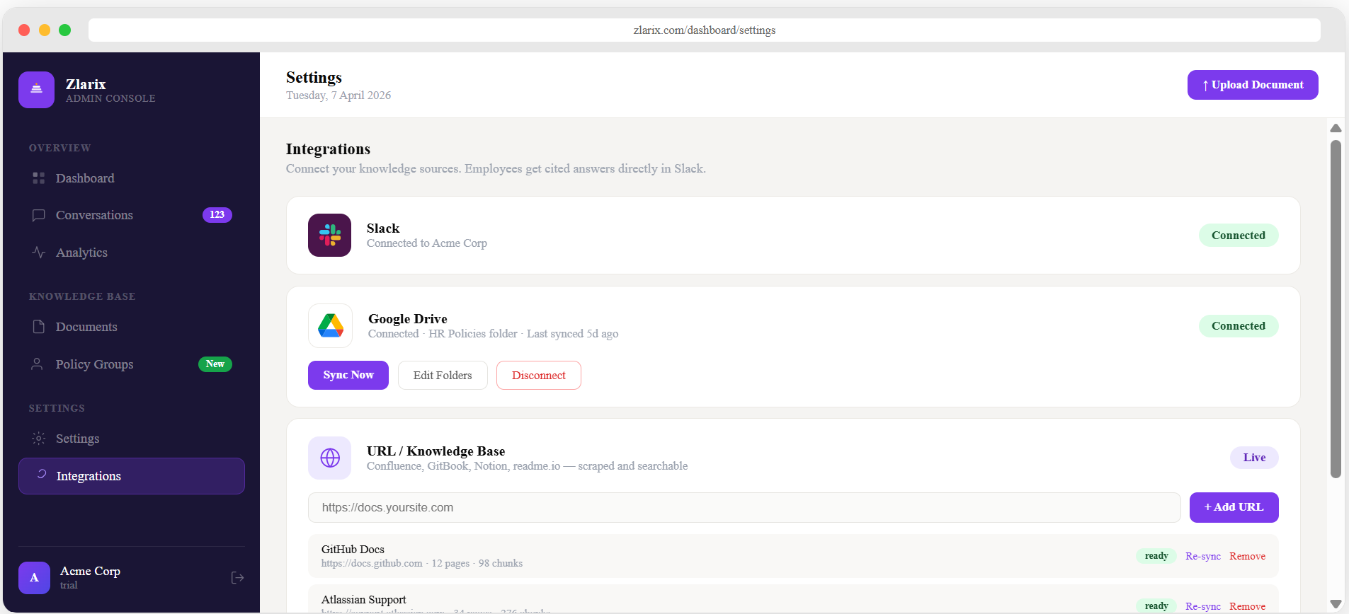 Zlarix Integrations